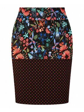 LuLaRoe 3XL Black Floral Polka Dot Cassie Pencil Skirt Stretch Mixed Print Style